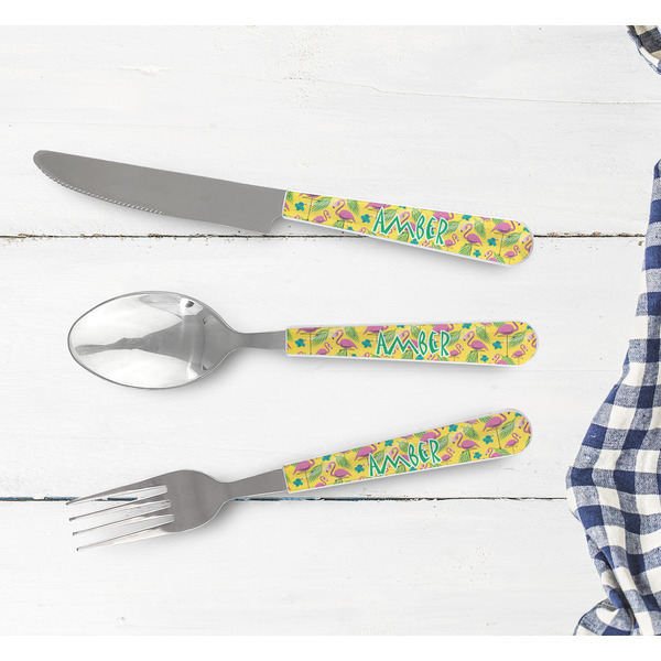Pink Flamingo Cutlery Set - w/ PLATE