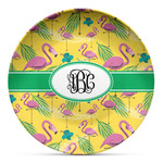 Pink Flamingo Microwave Safe Plastic Plate - Composite Polymer (Personalized)