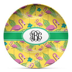 Pink Flamingo Microwave Safe Plastic Plate - Composite Polymer (Personalized)