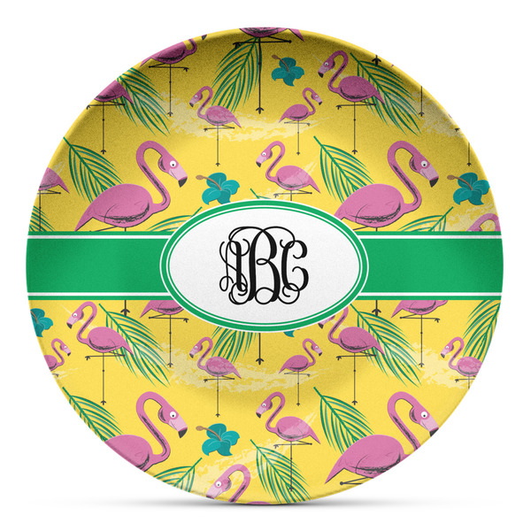 Custom Pink Flamingo Microwave Safe Plastic Plate - Composite Polymer (Personalized)