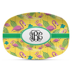 Pink Flamingo Plastic Platter - Microwave & Oven Safe Composite Polymer (Personalized)