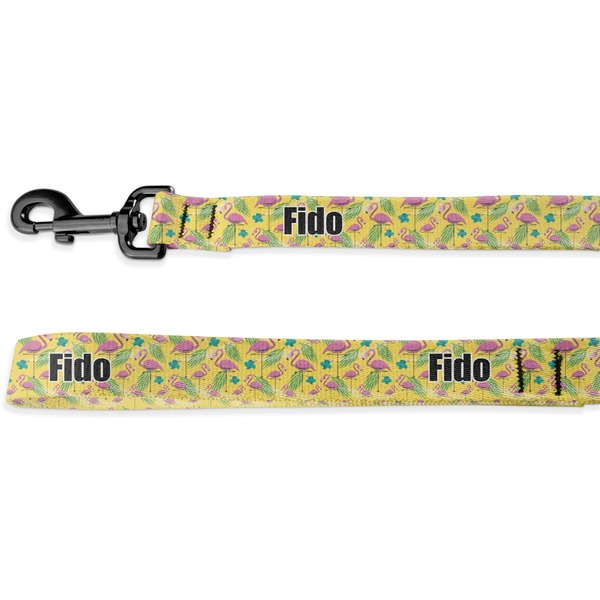Custom Pink Flamingo Deluxe Dog Leash - 4 ft (Personalized)