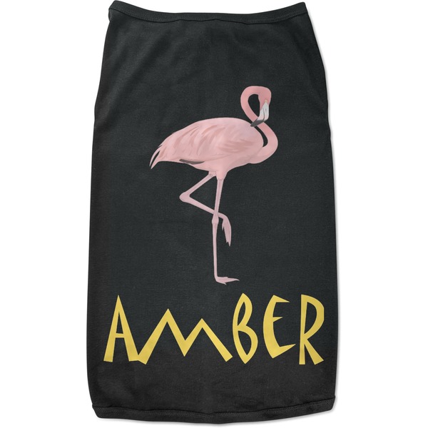 Custom Pink Flamingo Black Pet Shirt - L (Personalized)