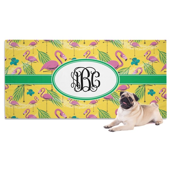 Custom Pink Flamingo Dog Towel (Personalized)