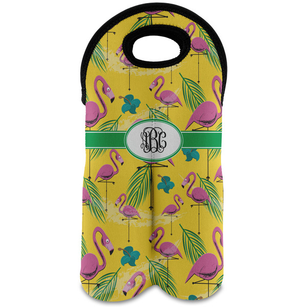 Custom Pink Flamingo Wine Tote Bag (2 Bottles) (Personalized)