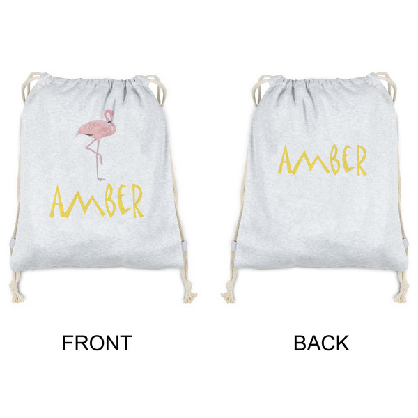 Pink Flamingo Drawstring Backpacks - Sweatshirt Fleece - Double Sided - APPROVAL