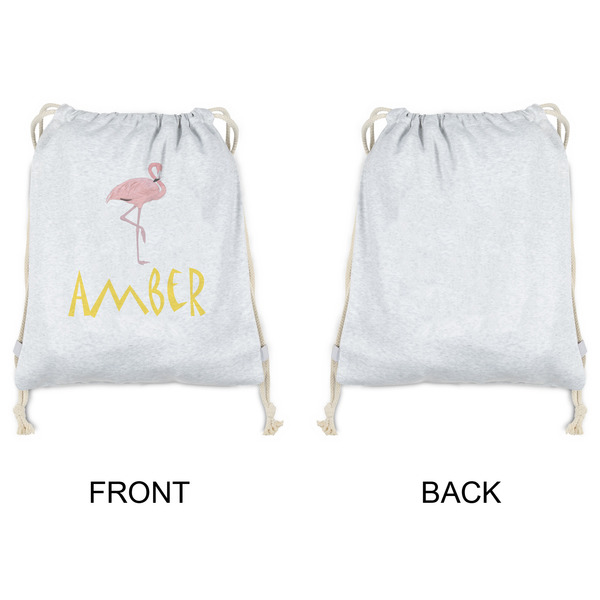 Pink Flamingo Drawstring Backpacks - Sweatshirt Fleece - Single Sided - APPROVAL