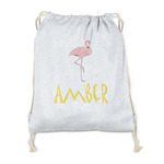 Pink Flamingo Drawstring Backpack - Sweatshirt Fleece