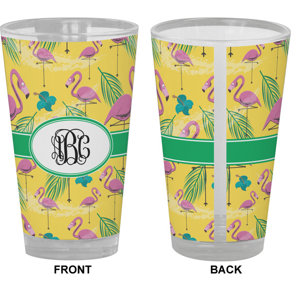 Pink Flamingo Pint Glass - Full Color - Front & Back Views
