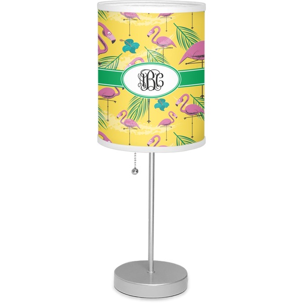 Custom Pink Flamingo 7" Drum Lamp with Shade Linen (Personalized)