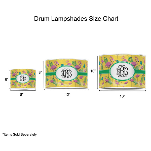 Pink Flamingo Drum Lampshades - Sizing Chart