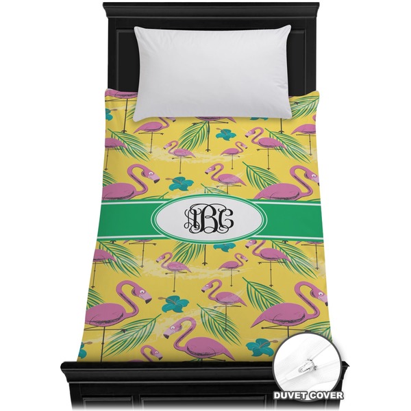 Custom Pink Flamingo Duvet Cover - Twin (Personalized)
