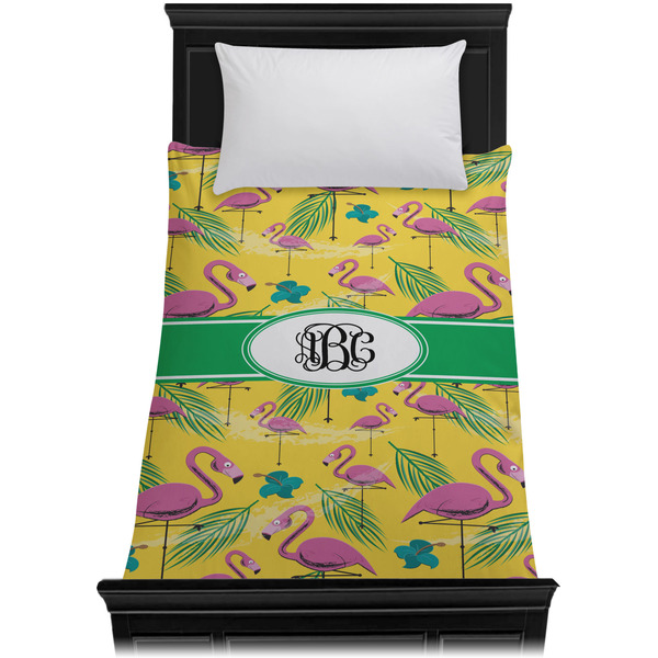 Pink Flamingo Duvet Cover - Twin - On Bed - No Prop