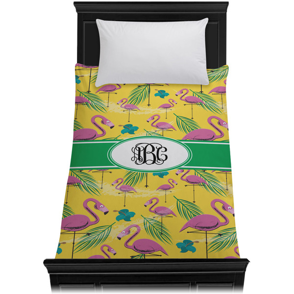 Pink Flamingo Duvet Cover - Twin XL - On Bed - No Prop