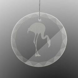 Pink Flamingo Engraved Glass Ornament - Round