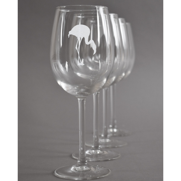 Custom Pink Flamingo Wine Glasses (Set of 4)