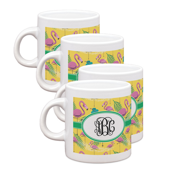 Custom Pink Flamingo Single Shot Espresso Cups - Set of 4 (Personalized)