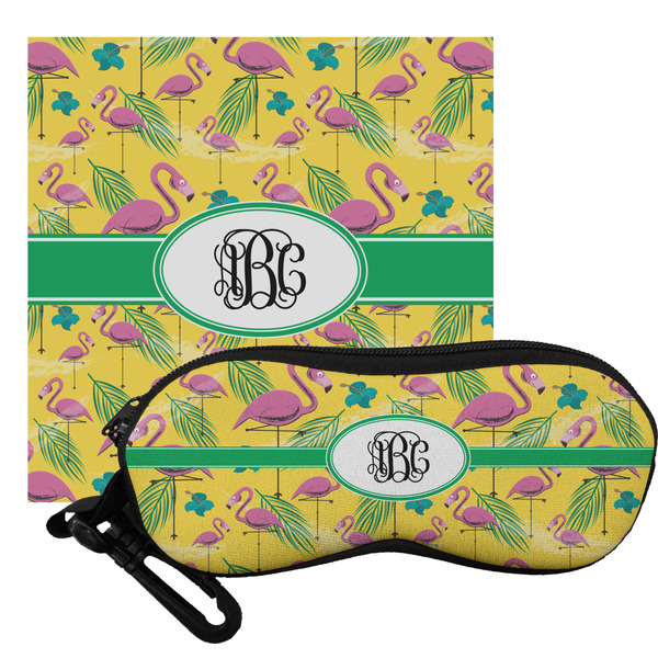 Custom Pink Flamingo Eyeglass Case & Cloth (Personalized)