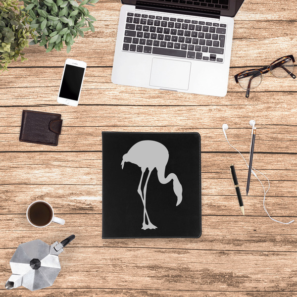 Pink Flamingo Leather Binder - 1" - Black - Lifestyle