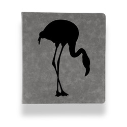 Pink Flamingo Leather Binder - 1" - Grey (Personalized)