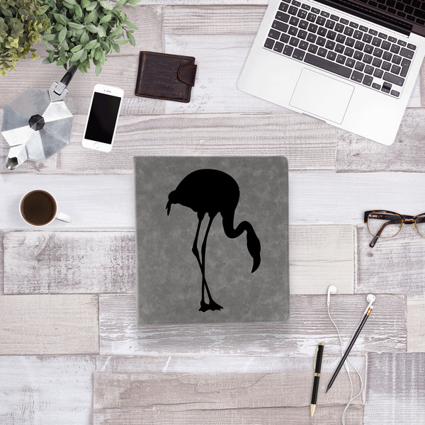 Pink Flamingo Leather Binder - 1" - Grey - Lifestyle View
