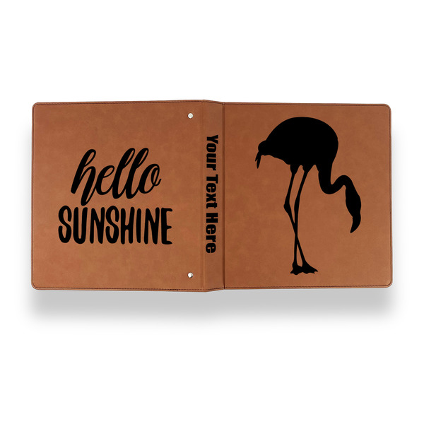 Pink Flamingo Leather Binder - 1" - Rawhide - Back Spine Front View