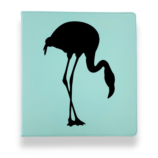 Custom Pink Flamingo Leather Binder - 1" - Teal (Personalized)