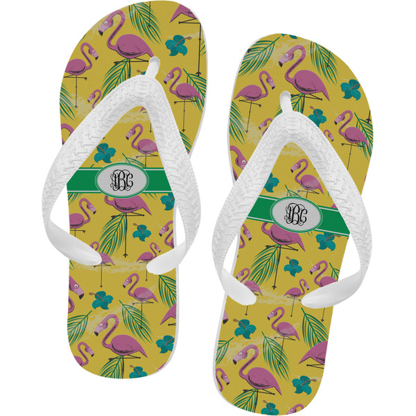 Custom Pink Flamingo Flip Flops - Large (Personalized)