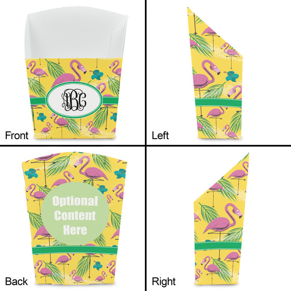 Pink Flamingo French Fry Favor Box - Front & Back View