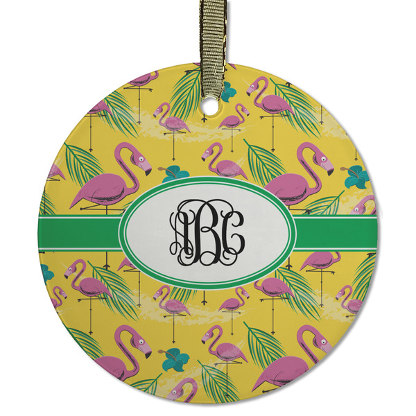 Pink Flamingo Frosted Glass Ornament - Round