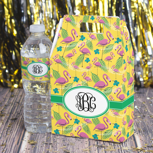 Pink Flamingo Gable Favor Box - In Context