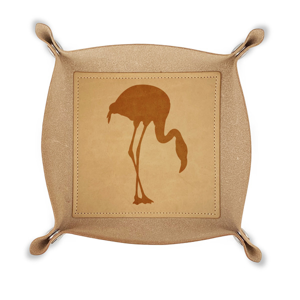 Custom Pink Flamingo Genuine Leather Dice Tray