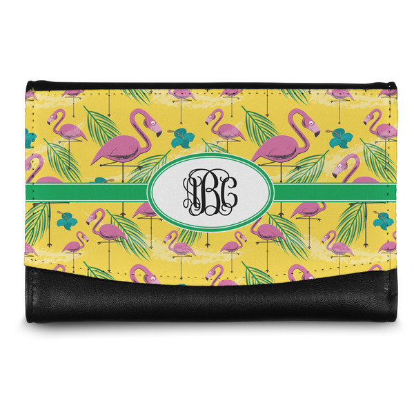 Custom Pink Flamingo Genuine Leather Women's Wallet - Small (Personalized)