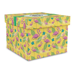 Pink Flamingo Gift Box with Lid - Canvas Wrapped - Large (Personalized)