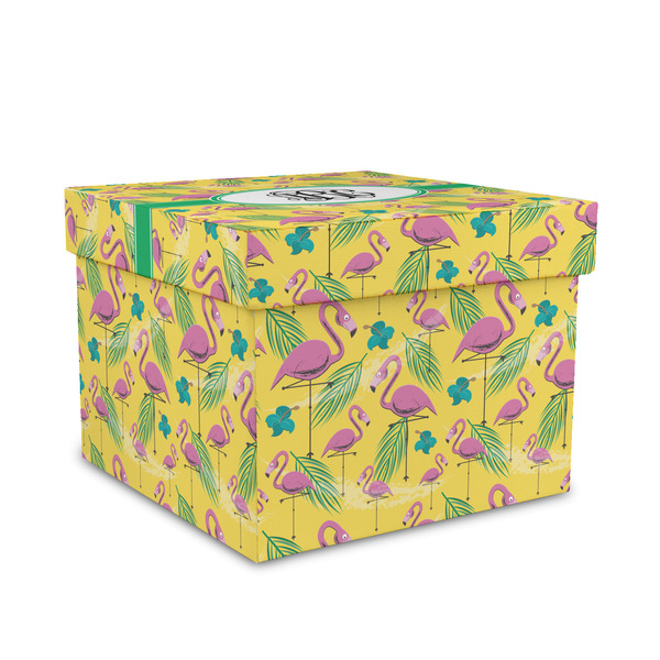 Custom Pink Flamingo Gift Box with Lid - Canvas Wrapped - Medium (Personalized)
