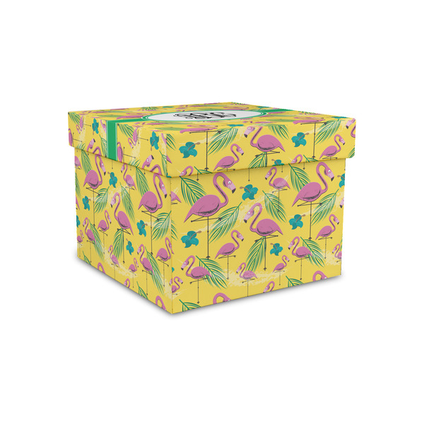 Custom Pink Flamingo Gift Box with Lid - Canvas Wrapped - Small (Personalized)