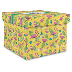 Pink Flamingo Gift Box with Lid - Canvas Wrapped - X-Large (Personalized)