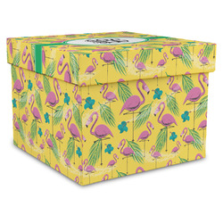 Pink Flamingo Gift Box with Lid - Canvas Wrapped - XX-Large (Personalized)