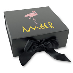 Pink Flamingo Gift Box with Magnetic Lid - Black