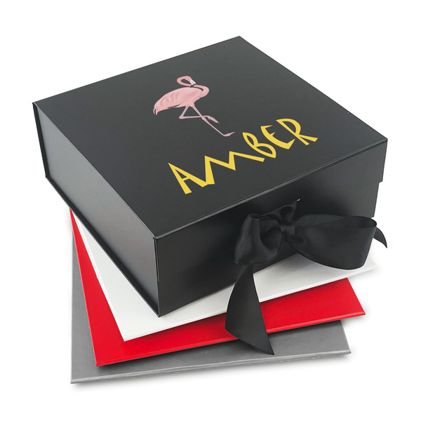 Custom Pink Flamingo Gift Box with Magnetic Lid