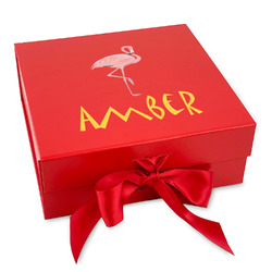 Pink Flamingo Gift Box with Magnetic Lid - Red