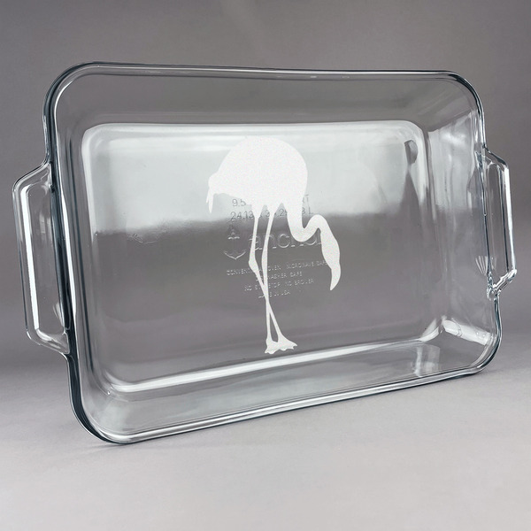 Custom Pink Flamingo Glass Baking and Cake Dish