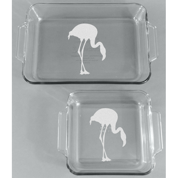 Pink Flamingo Glass Baking Dish Set - FRONT