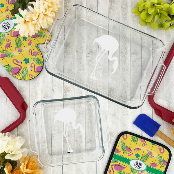 Pink Flamingo Glass Baking Dish Set - LIFESTYLE