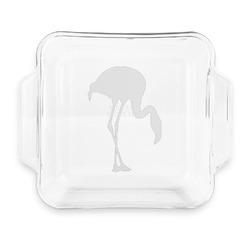 Pink Flamingo Glass Cake Dish with Truefit Lid - 8in x 8in