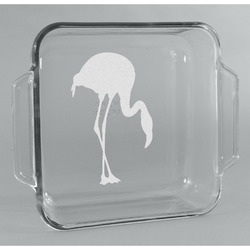 Pink Flamingo Glass Cake Dish - 8in x 8in