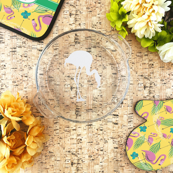 Pink Flamingo Glass Pie Dish - LIFESTYLE