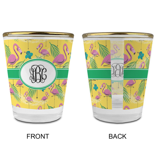 Pink Flamingo Glass Shot Glass - with gold rim - APPROVAL