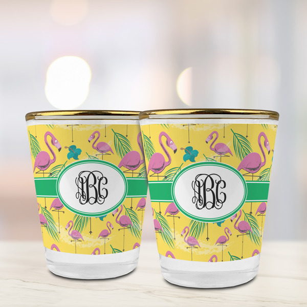 Pink Flamingo Glass Shot Glass - with gold rim - LIFESTYLE