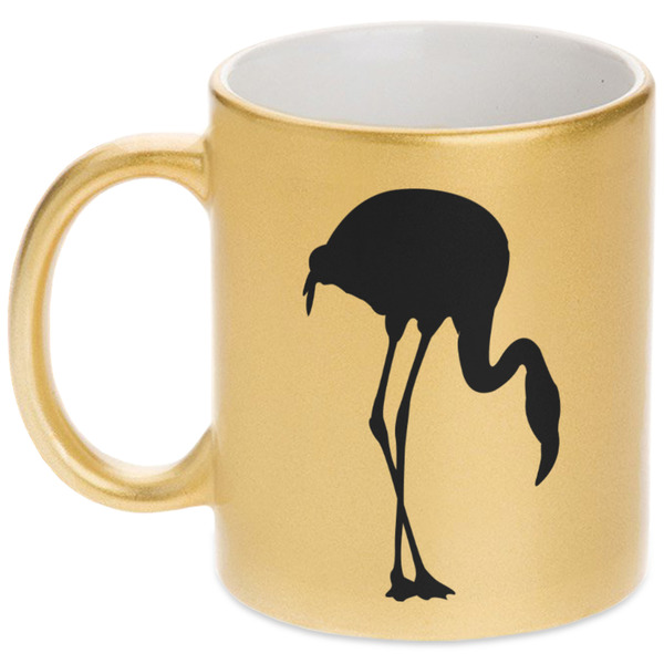 Custom Pink Flamingo Metallic Gold Mug